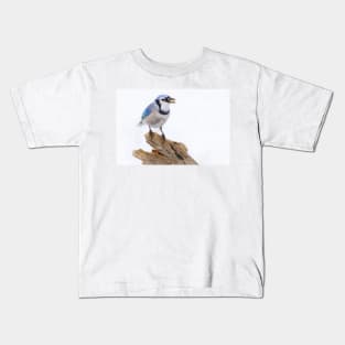 Blue on White - Blue jay Kids T-Shirt